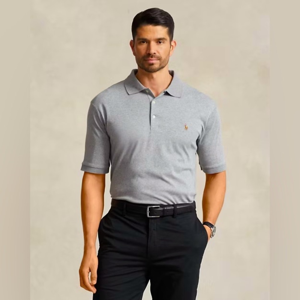 Ralph Lauren Soft Cotton Polo Shirt Big & Tall 2XL Steel Heather Gray